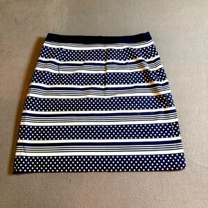 Vineyard Vines Nautical Preppy Mini Skirt Navy White Striped Polka Dot Lined